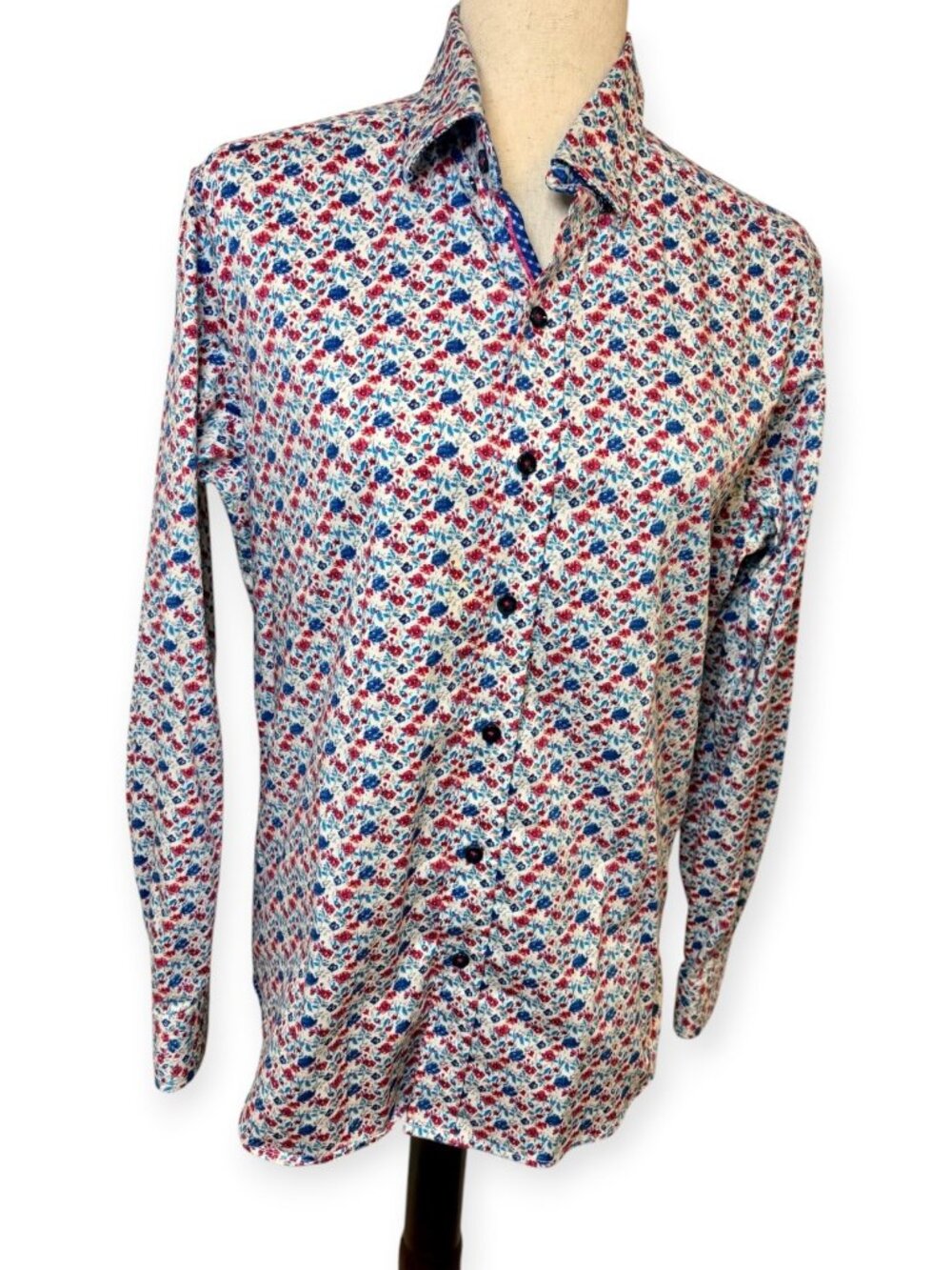 Robert Graham White Floral Modern Americana Button Down Shirt Men's Medium